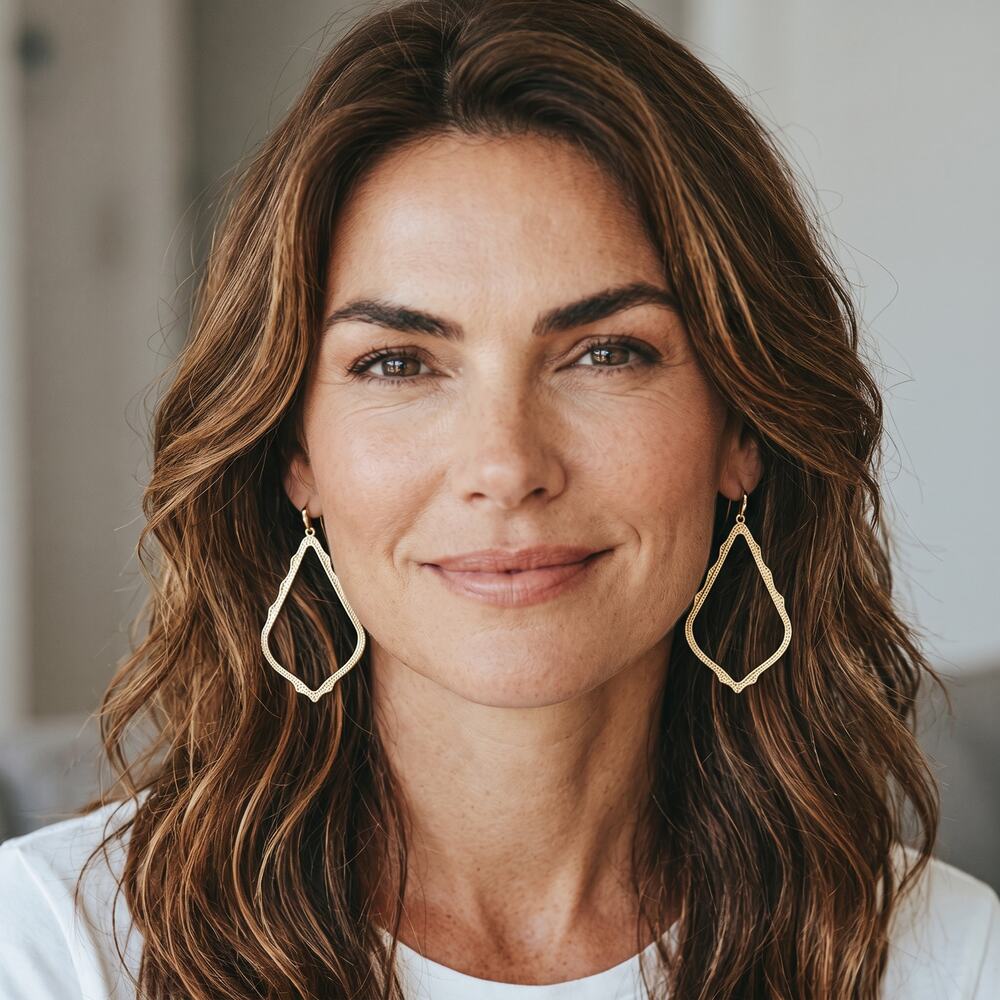 Kendra Scott Sophee Gold Open Frame Statement Drop Earrings NWT
